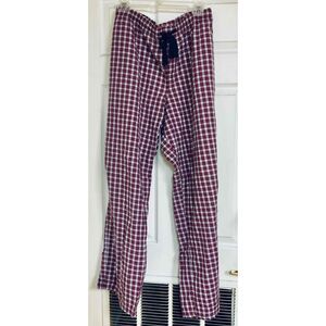 Unisex Red Plaid Drawstring Waist Pajama Pants Size L